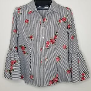 Calvin Klein Floral Embroidered‎  Button Up Blouse